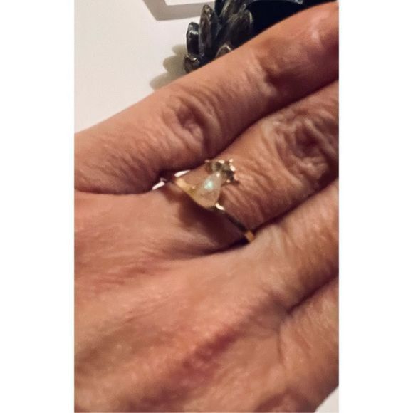 Pretty opal CROWN GOLD BOHO RING - Picture 1 of 5